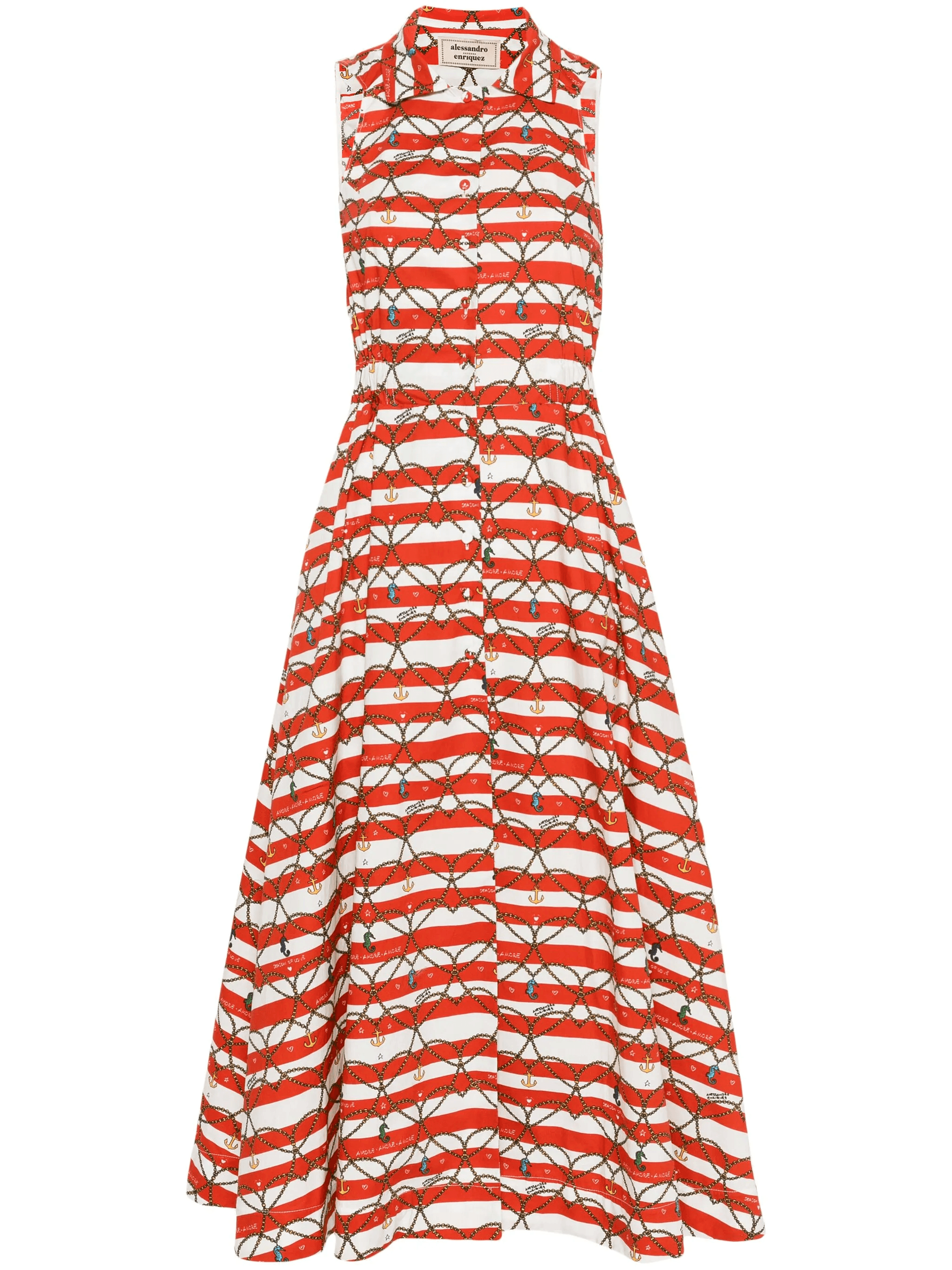 motif-print striped cotton dress - Image 1