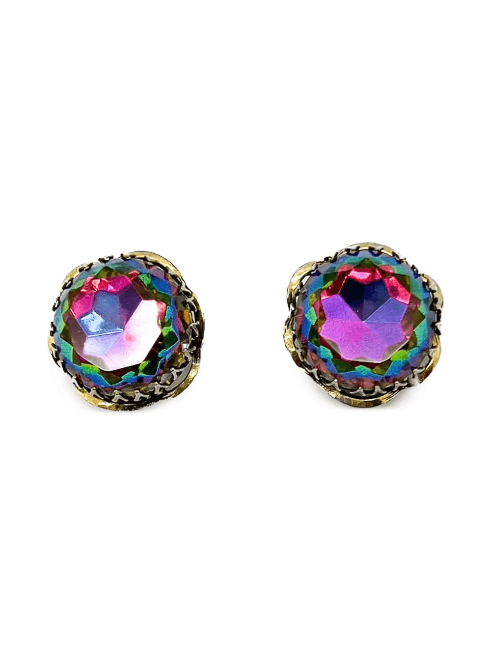 1950s Schiaparelli faceted-stone clip-on earrings - Image 1