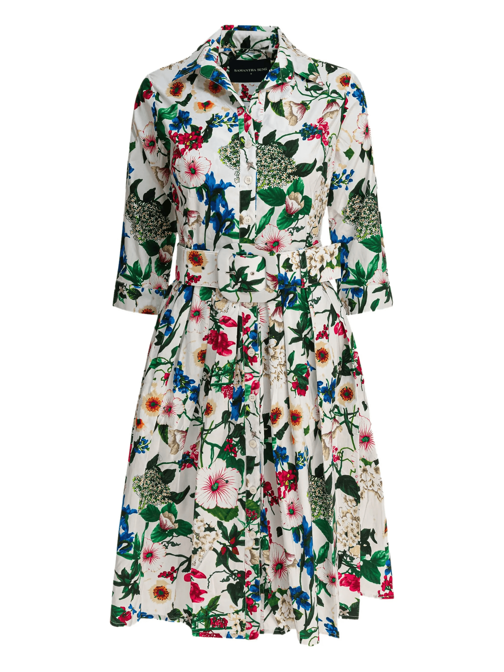 Audrey floral belted shirt midi dress - Image 1