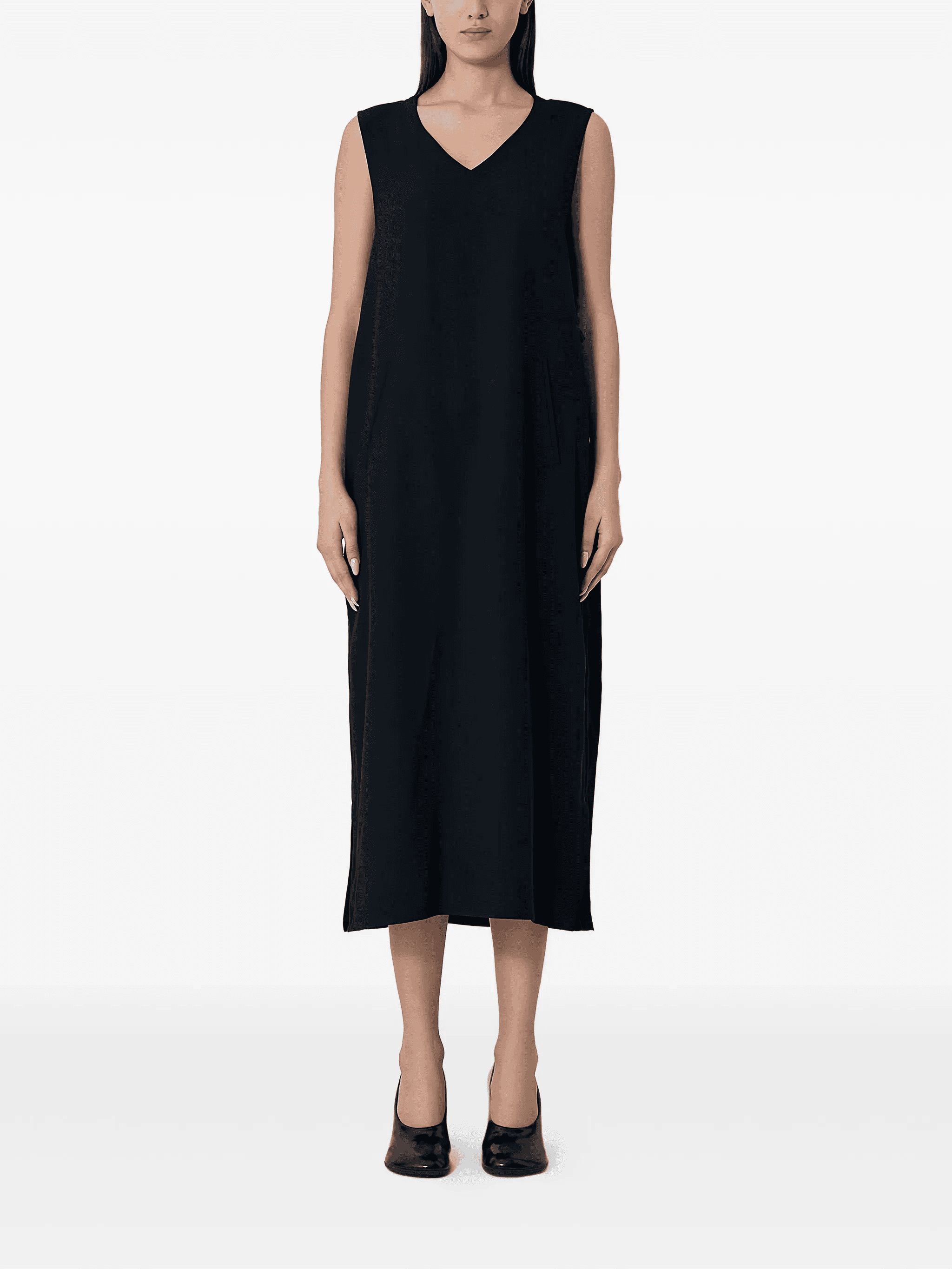 V-neck knitted midi dress - Image 1