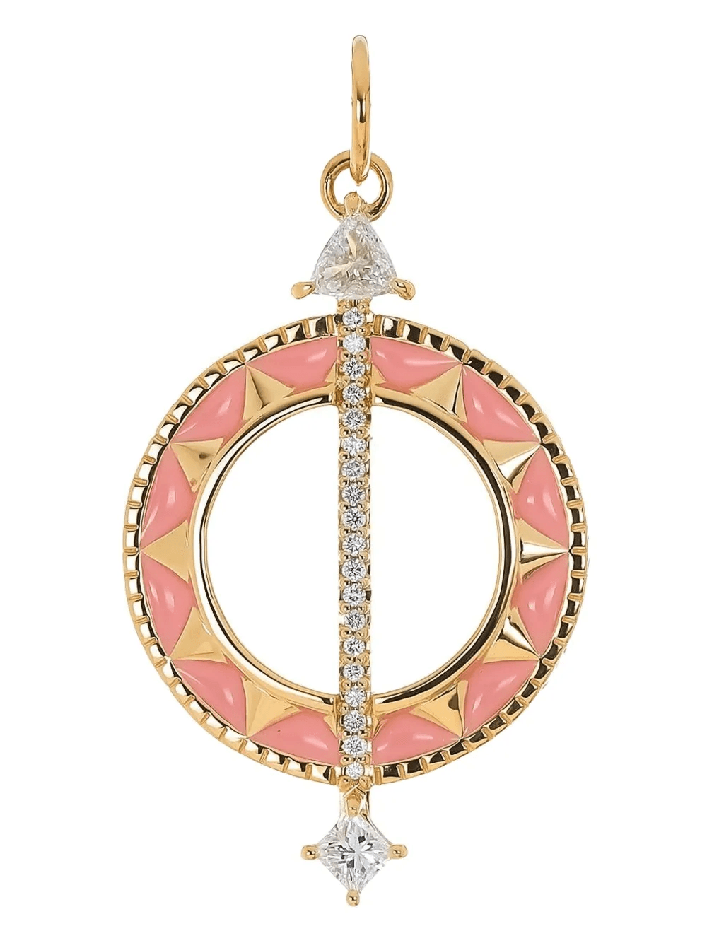 18K yellow gold Sundial diamond pendant - Image 1