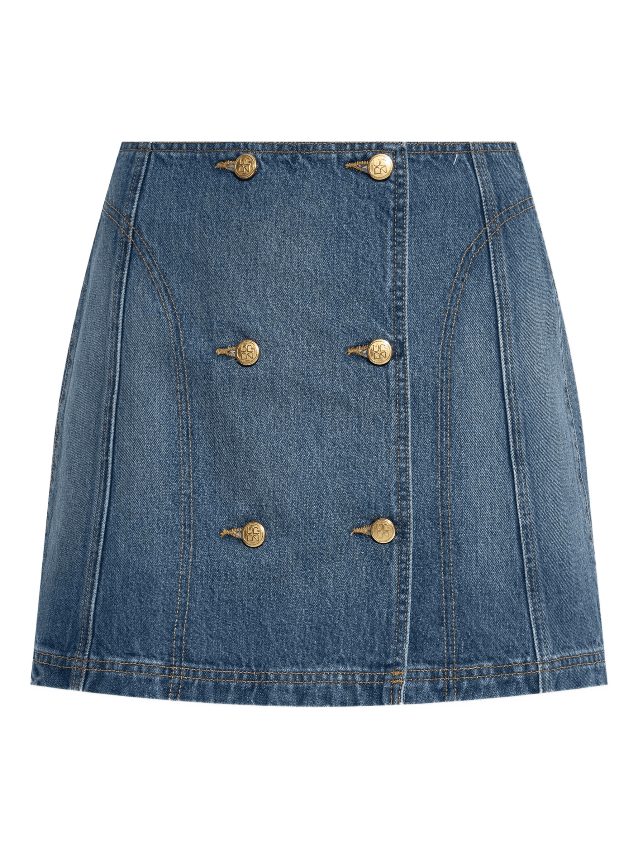 button-embellished denim skirt - Image 1