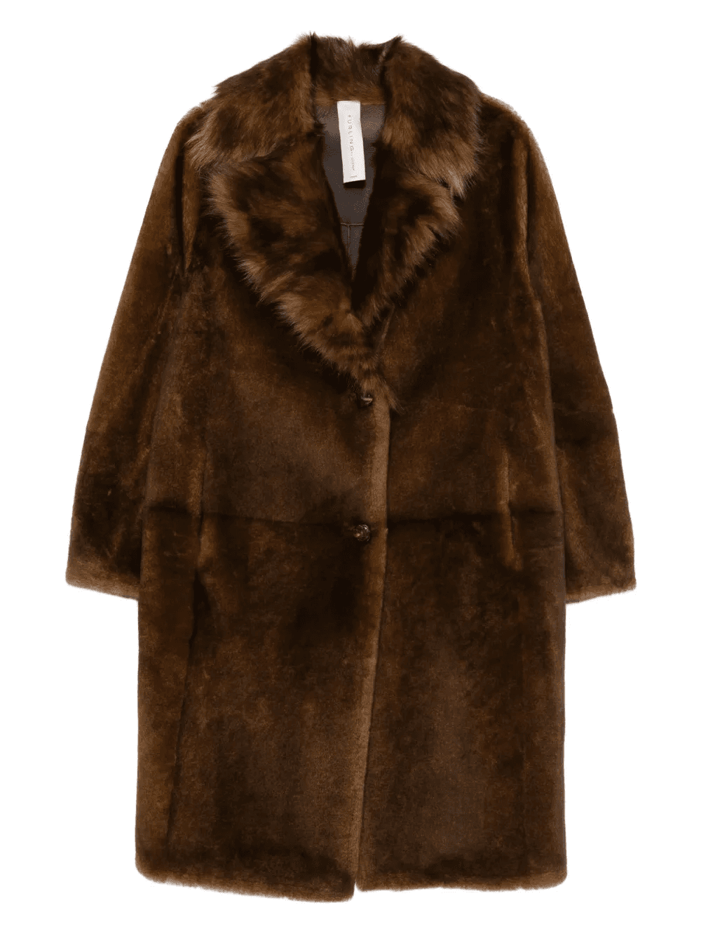 fur-trimmed lapel single-breasted coat - Image 1
