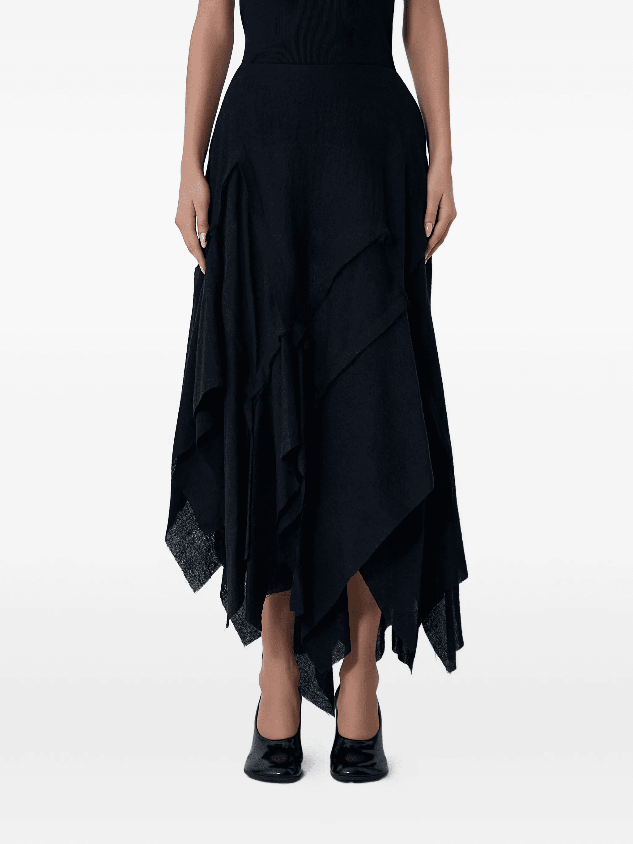 Gauzed draped midi skirt - Image 1