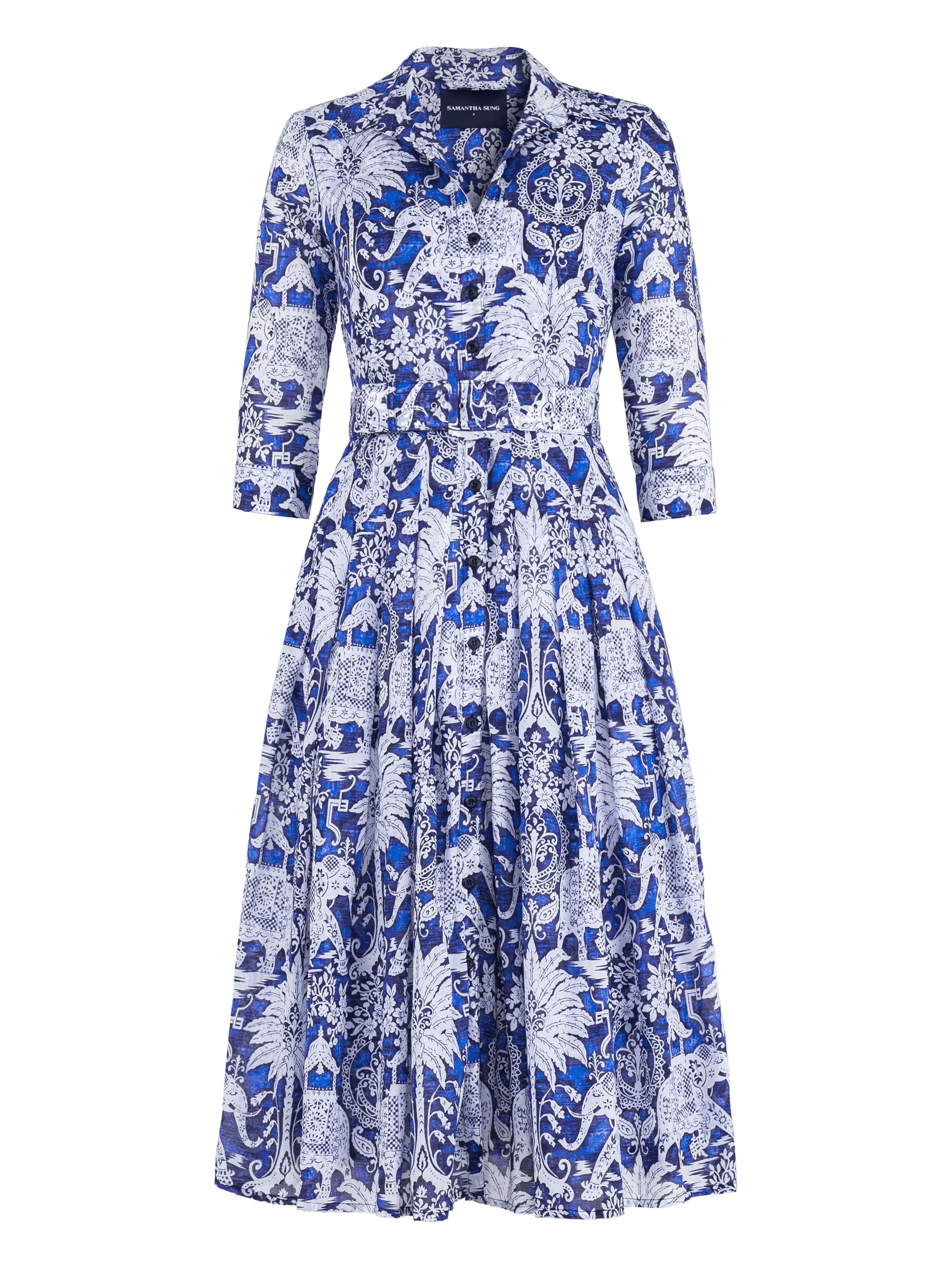 Audrey elephant-print pleated midi dress - Image 1