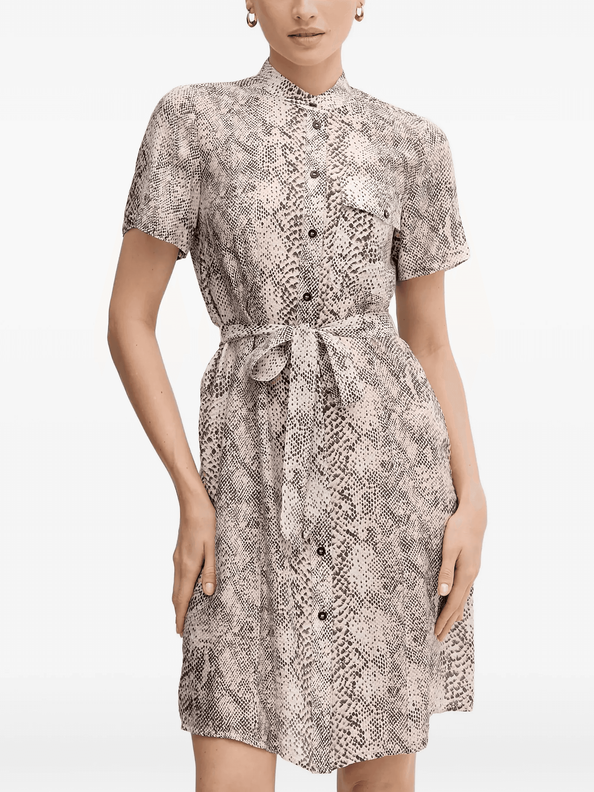 buttoned belted mini dress - Image 1