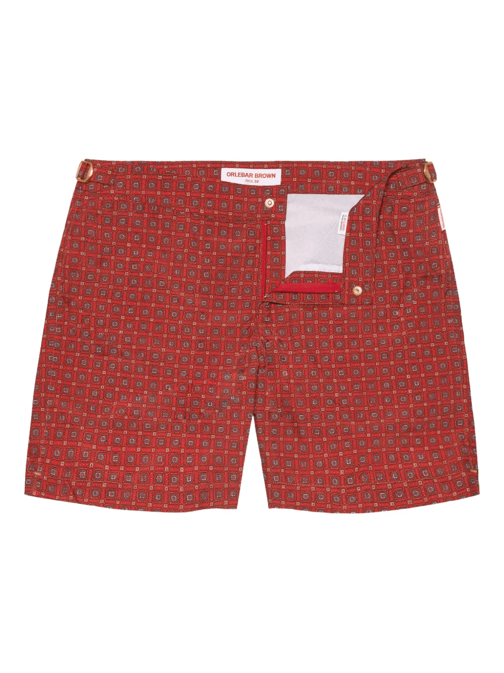 Bulldog geometric-print buckle-detail swim shorts - Image 1