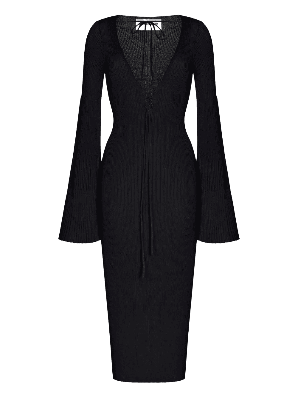 lace-up flared-sleeve midi dress - Image 1