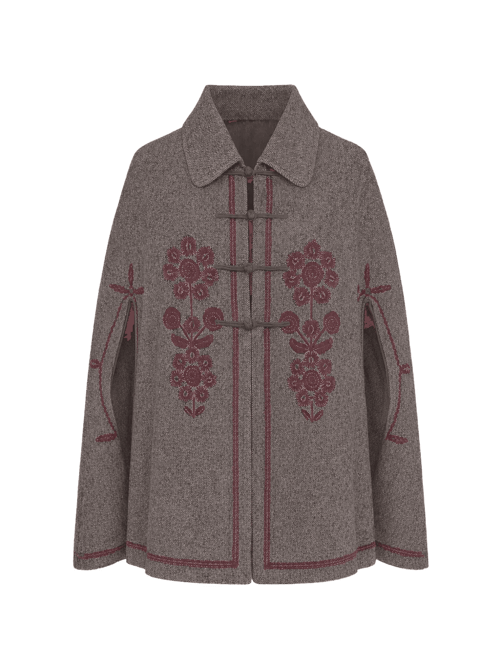 floral-embroidered cape - Image 1