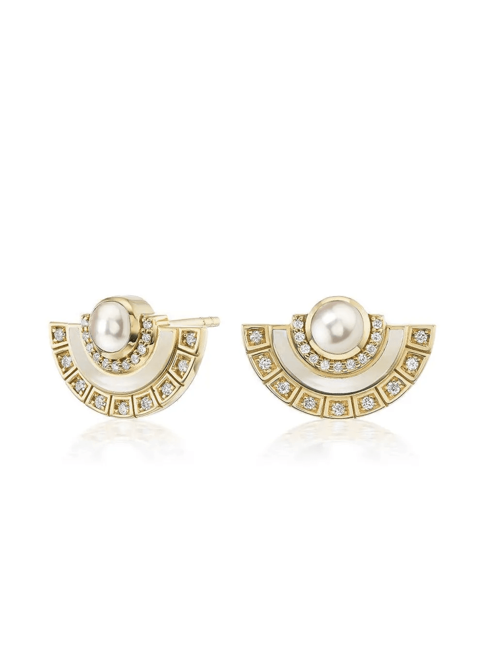 18K yellow gold Alba diamond and pearl earrings - Image 1