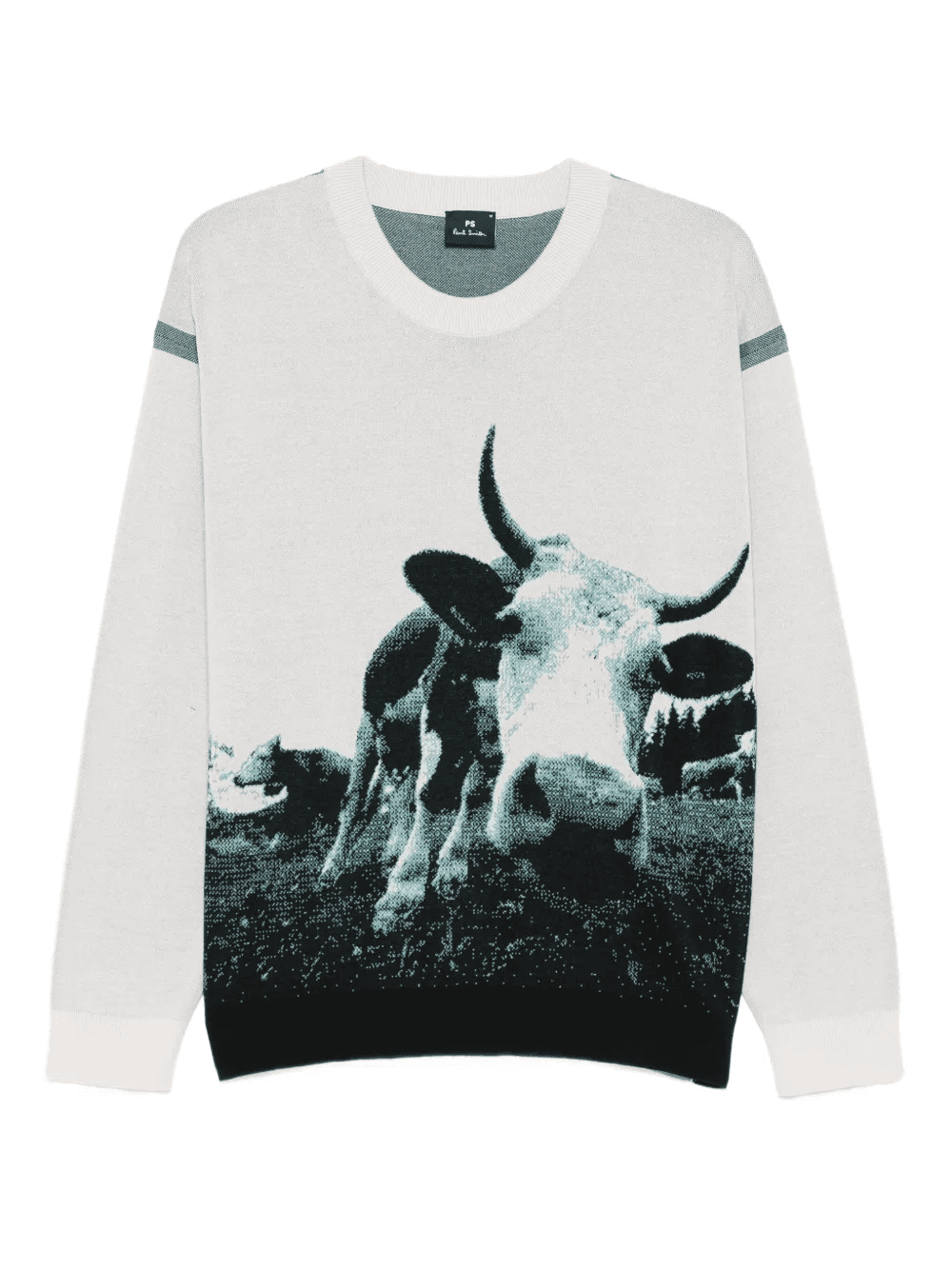 Cow jacquard panelled sweater - Image 1