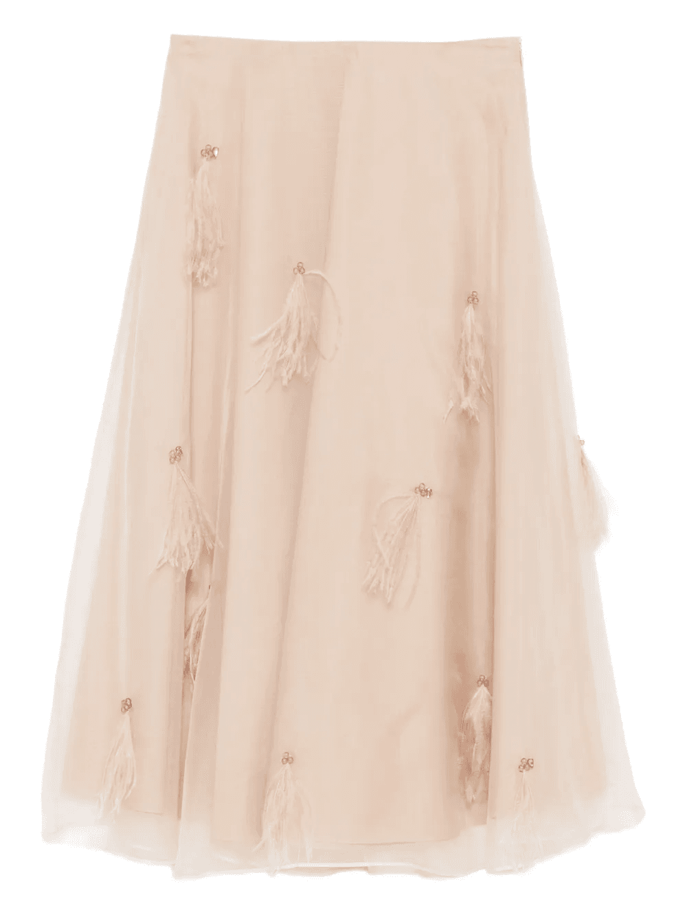 feather-embellished tulle skirt - Image 1