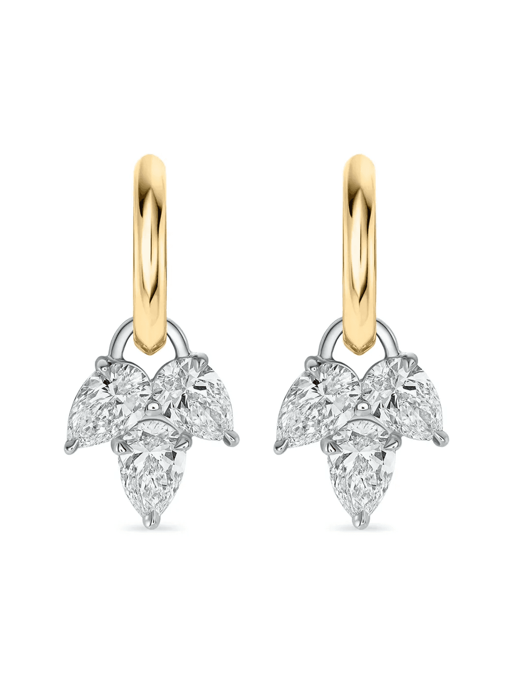 18K yellow gold diamond leaf earrings - Image 1