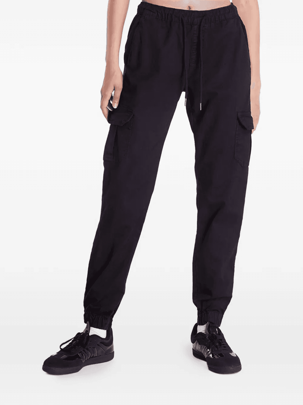 drawstring-waist cargo-pockets cotton track pants - Image 1