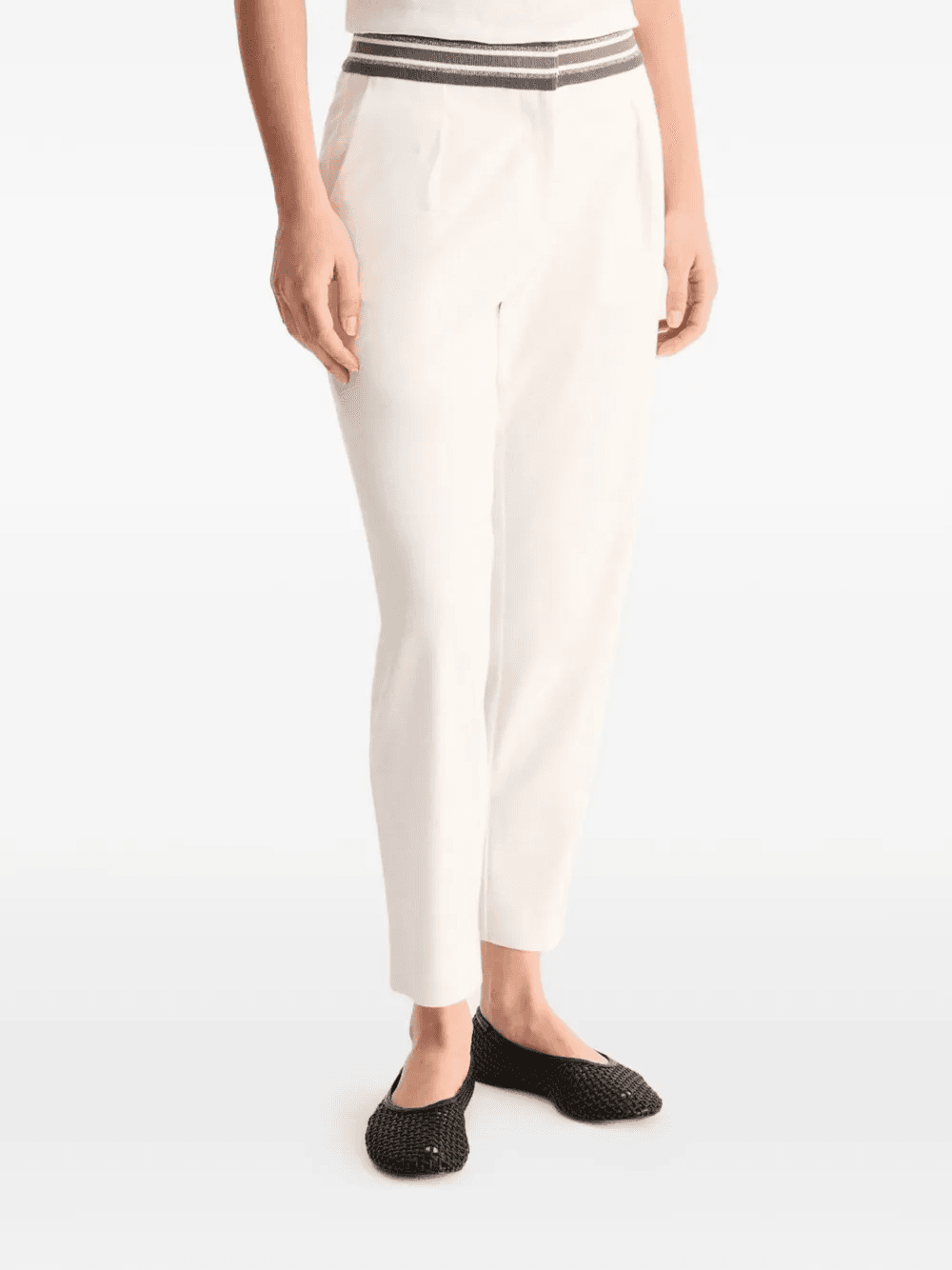 striped-waistband pleated trousers - Image 1