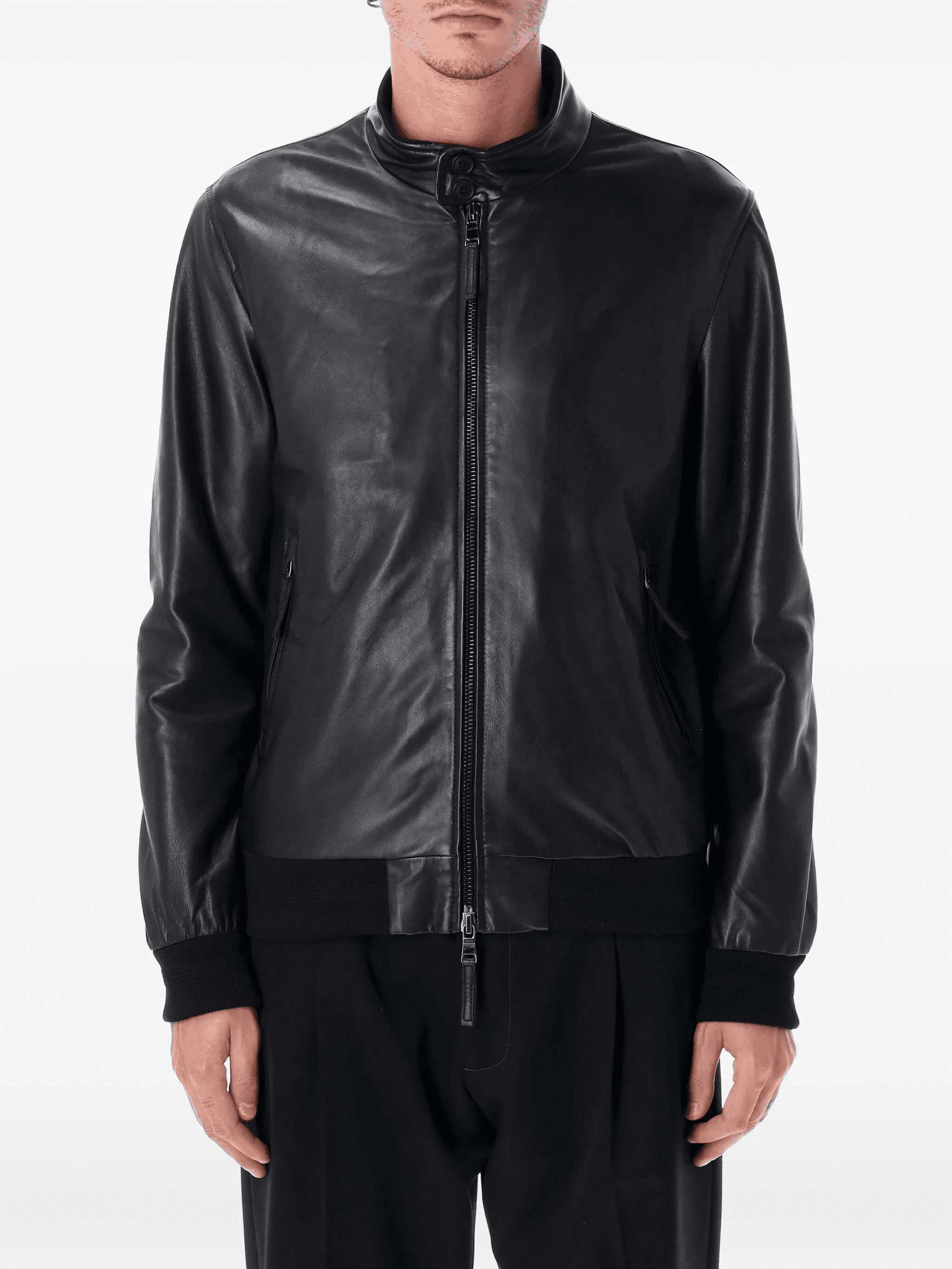 zip-up leather jacket - Image 1