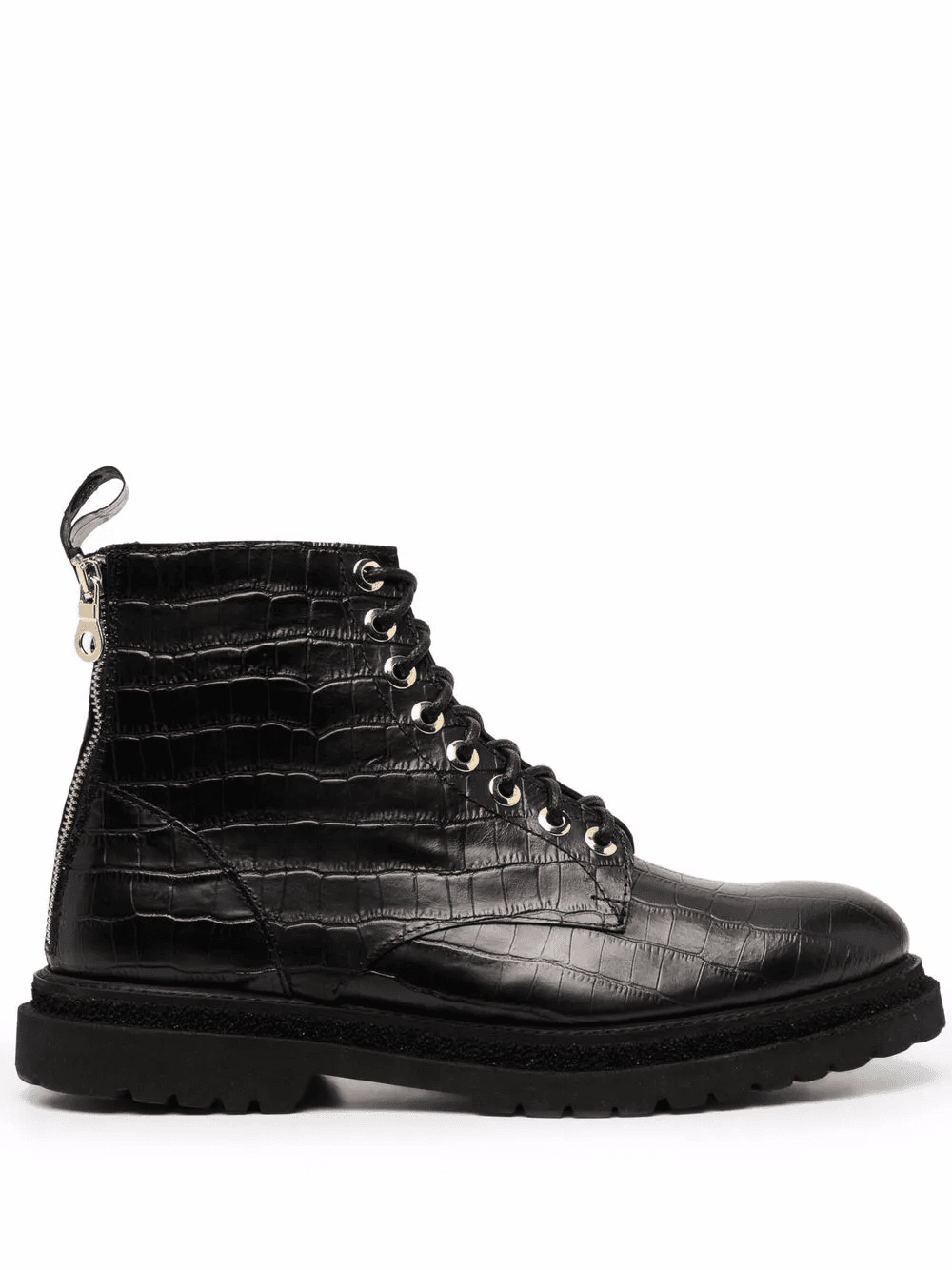 crocodile effect lace-up boots - Image 1