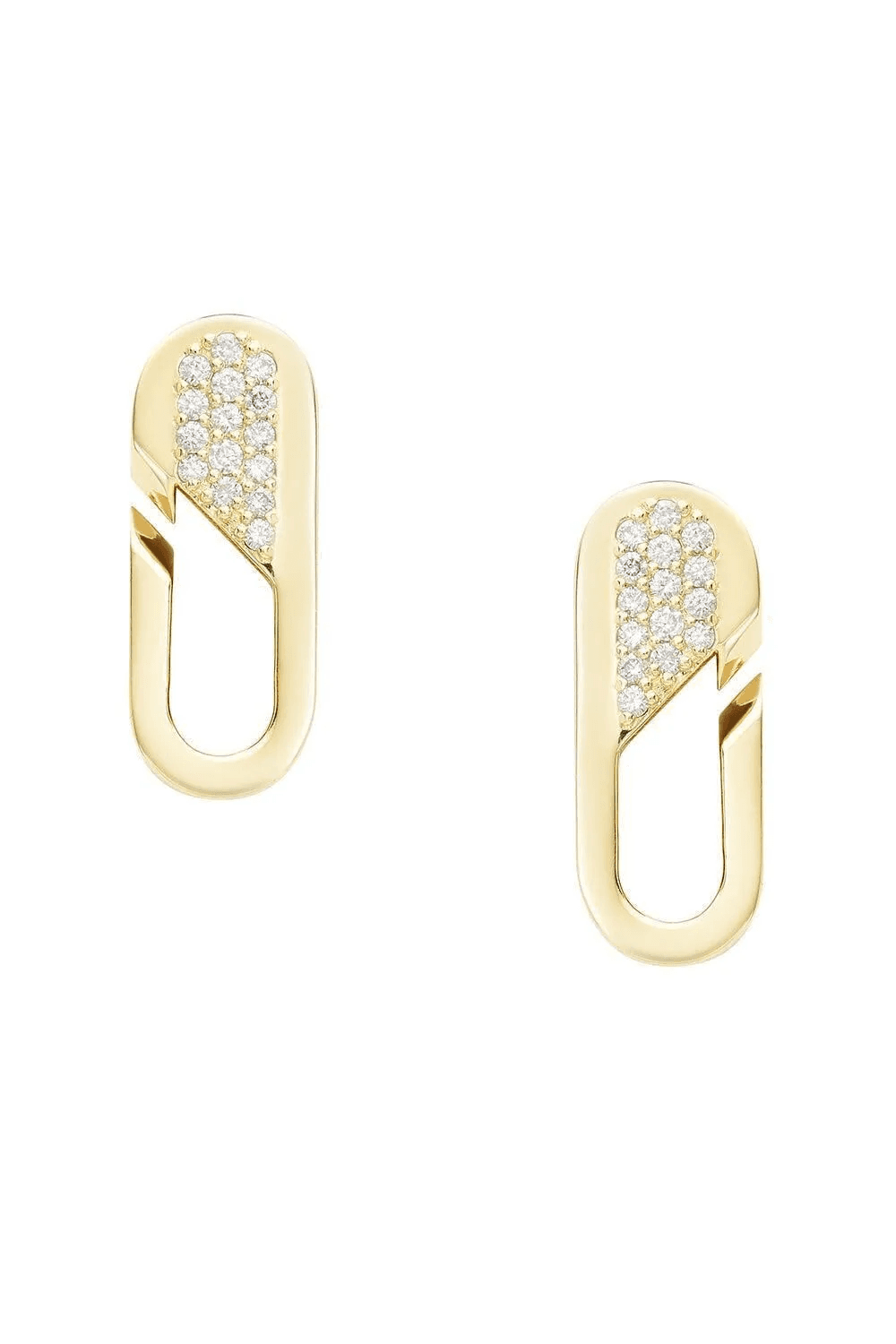 18K yellow gold small Link diamond earrings - Image 1