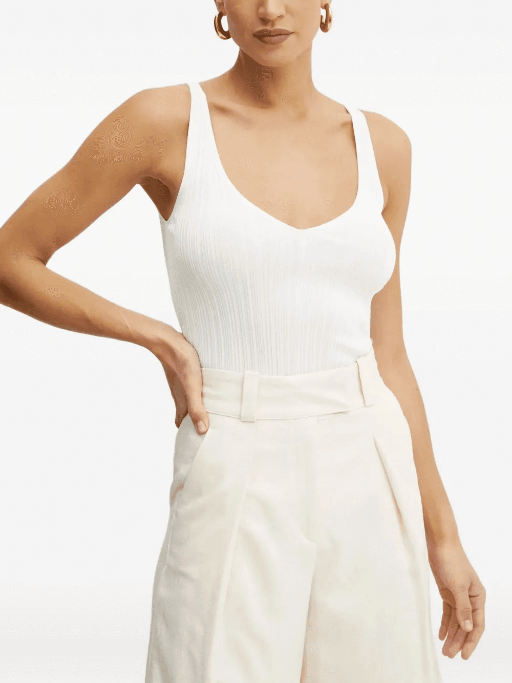 ribbed V-neck tank top - Image 1