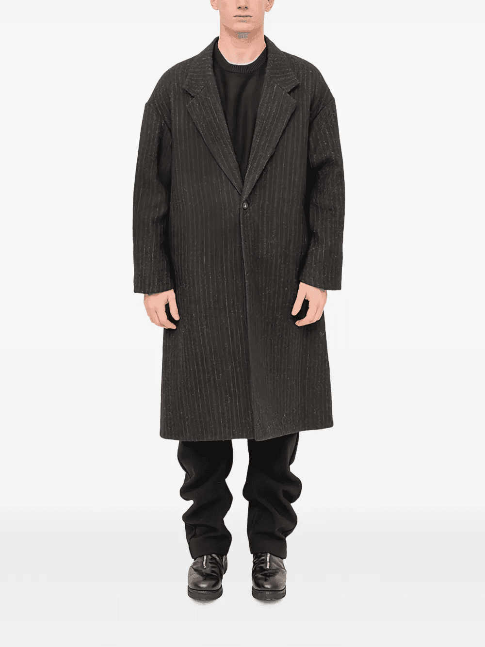 striped wool single-breasted coat - Image 1