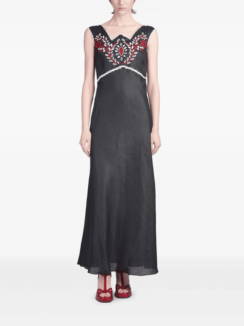 embroidery-detail maxi dress - Image 1