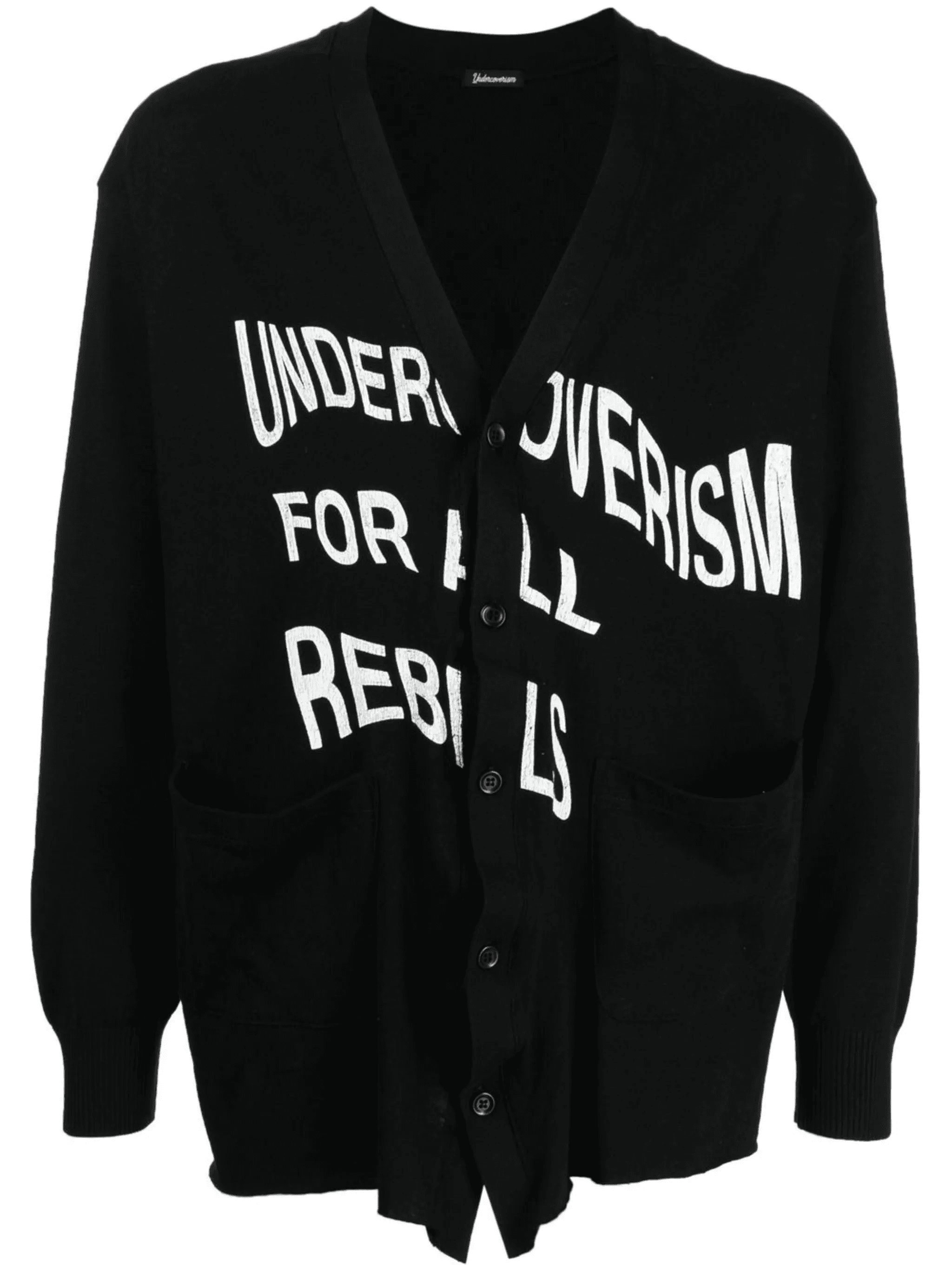 logo-print V-neck cardigan - Image 1