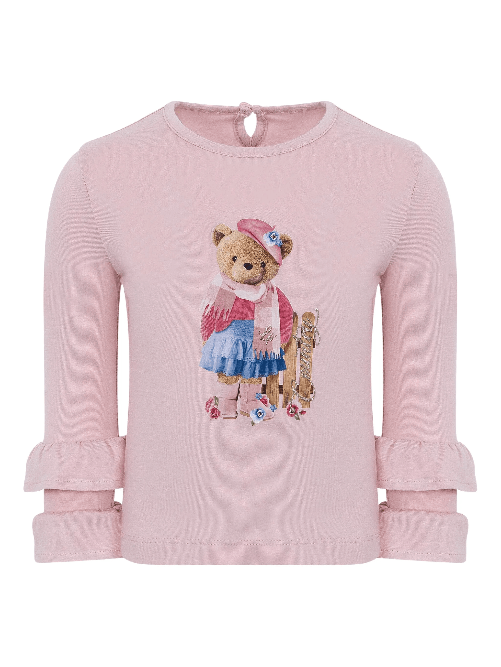 teddy-print ruffled-cuff top - Image 1