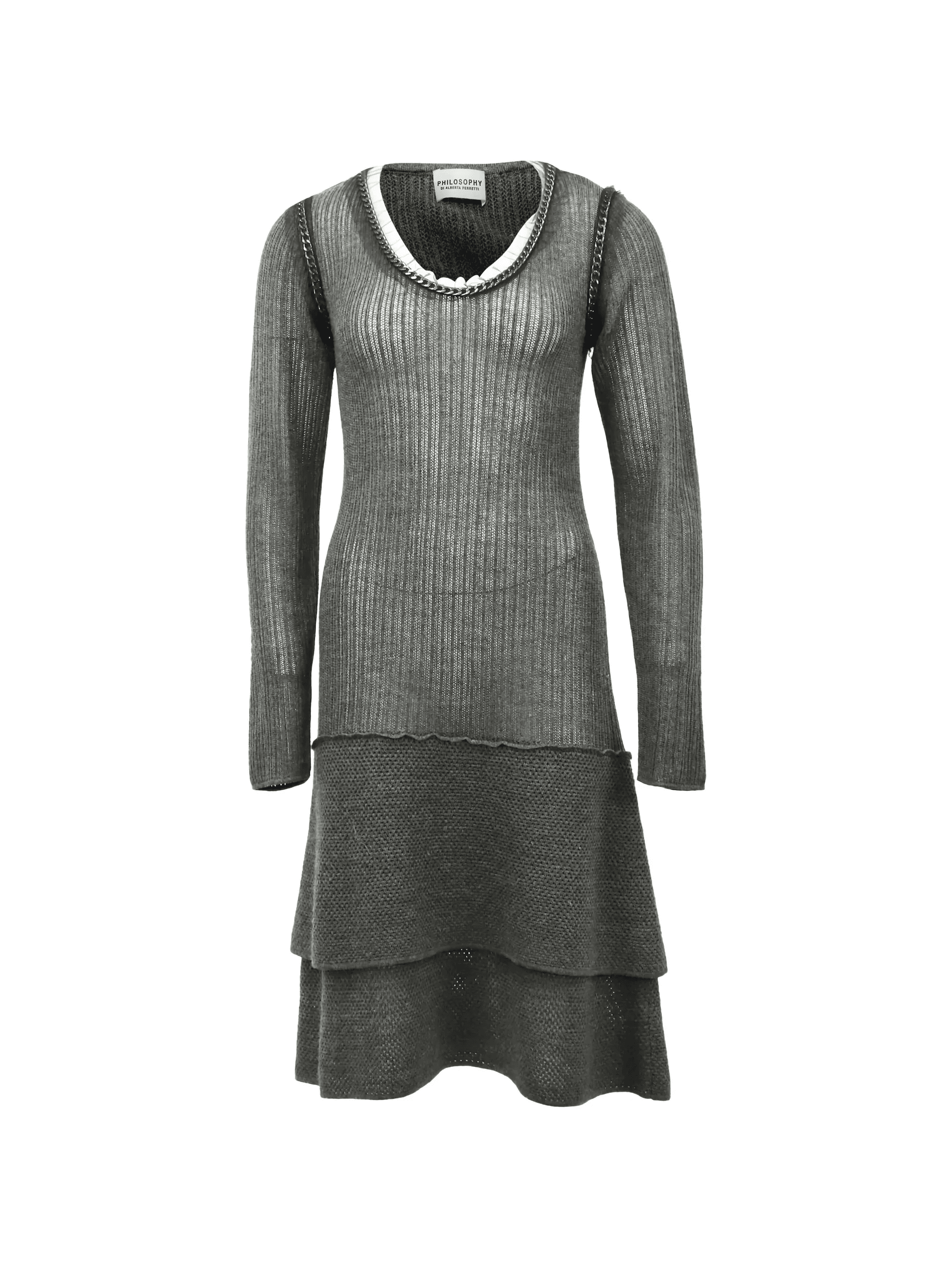 chain-trim ribbed-knit dress - Image 1
