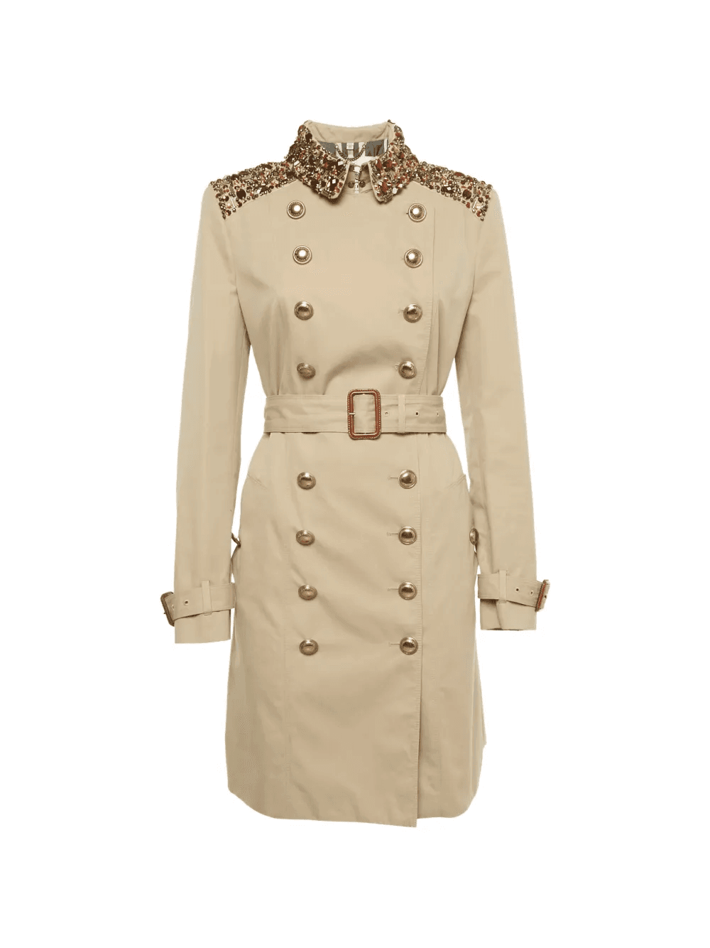 embellished-collar trench coat - Image 1