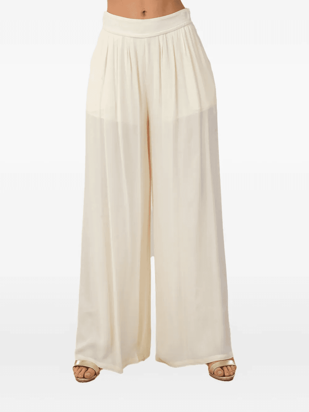 pleated semi-sheer trousers - Image 1