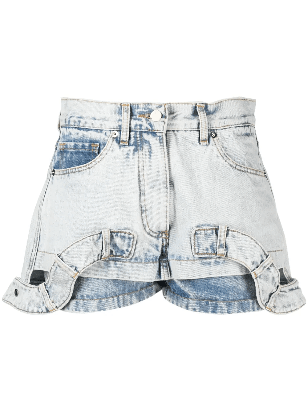 mid-rise layered denim shorts - Image 1