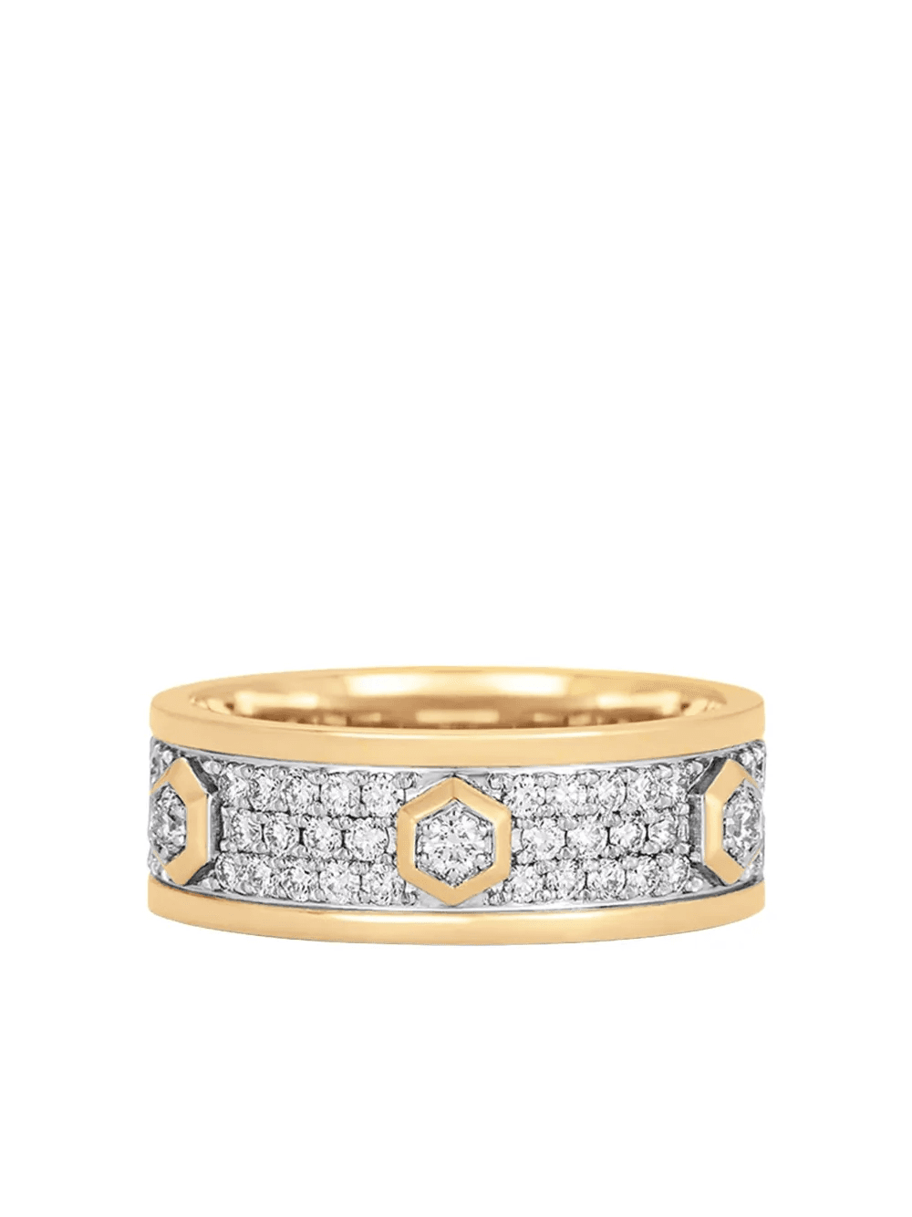 18k yellow gold diamond honey comb ring - Image 1