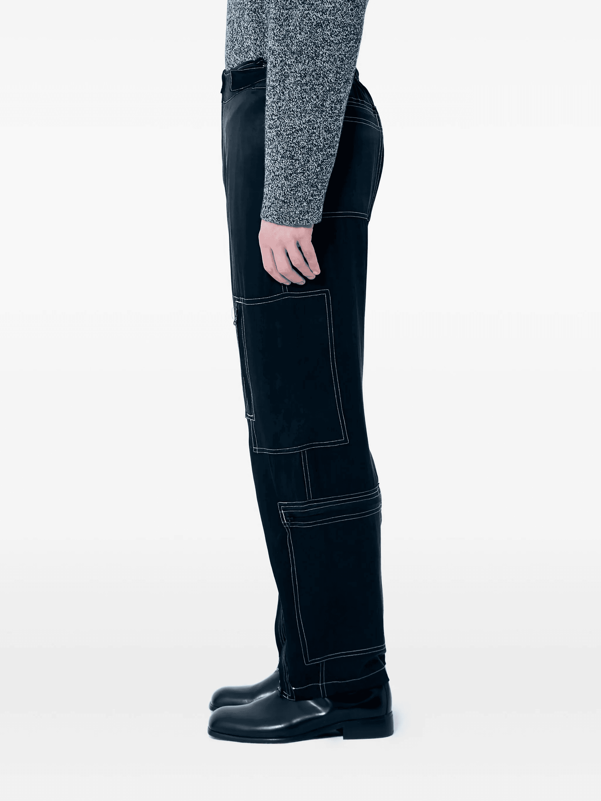 T.D. satin topstitched trousers - Image 1