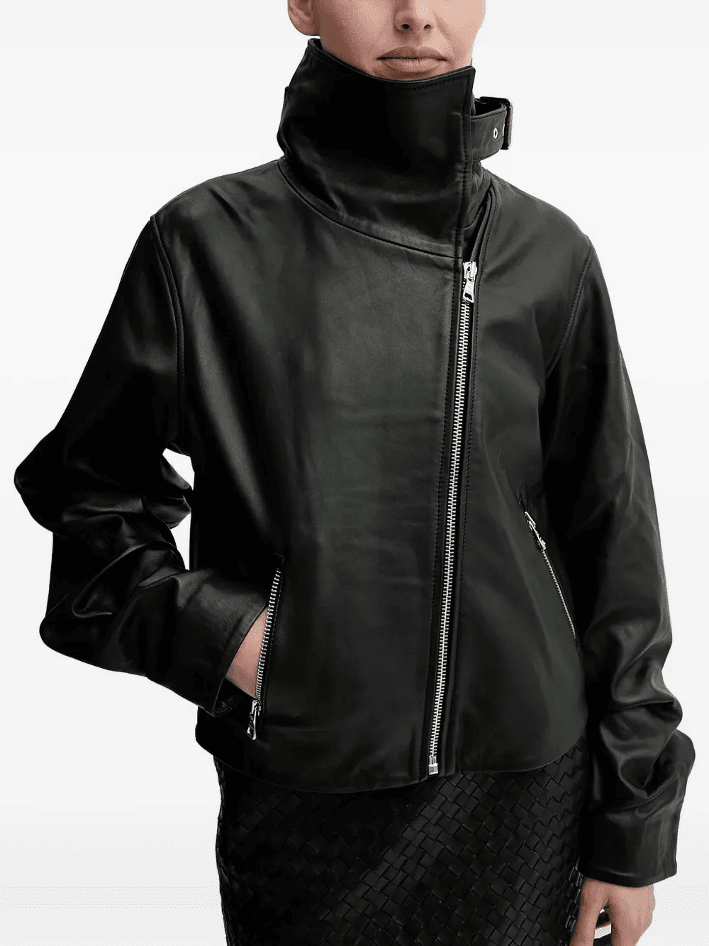 belted leather jacket - Image 1