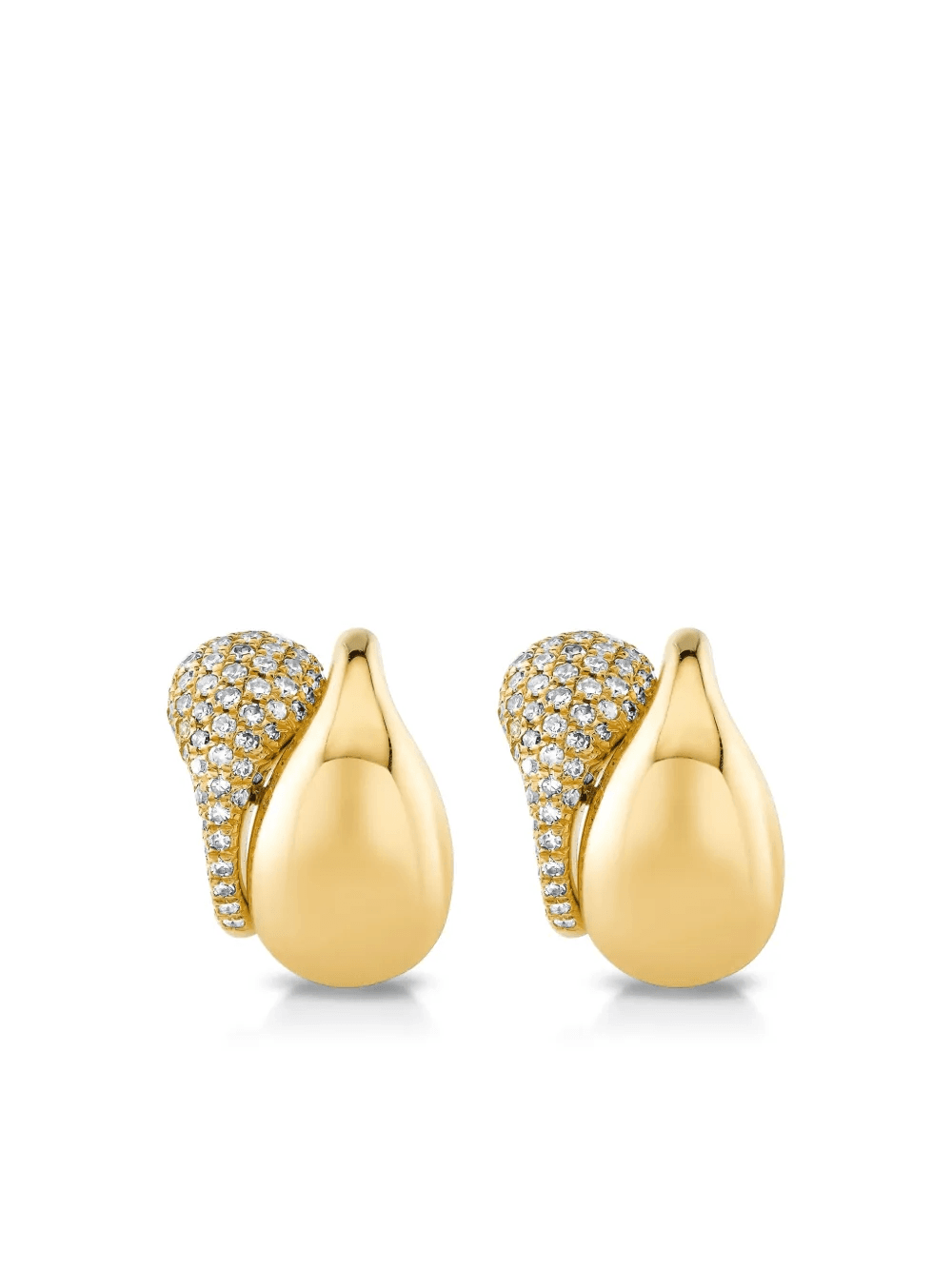 18K yellow gold double drip diamond earrings - Image 1