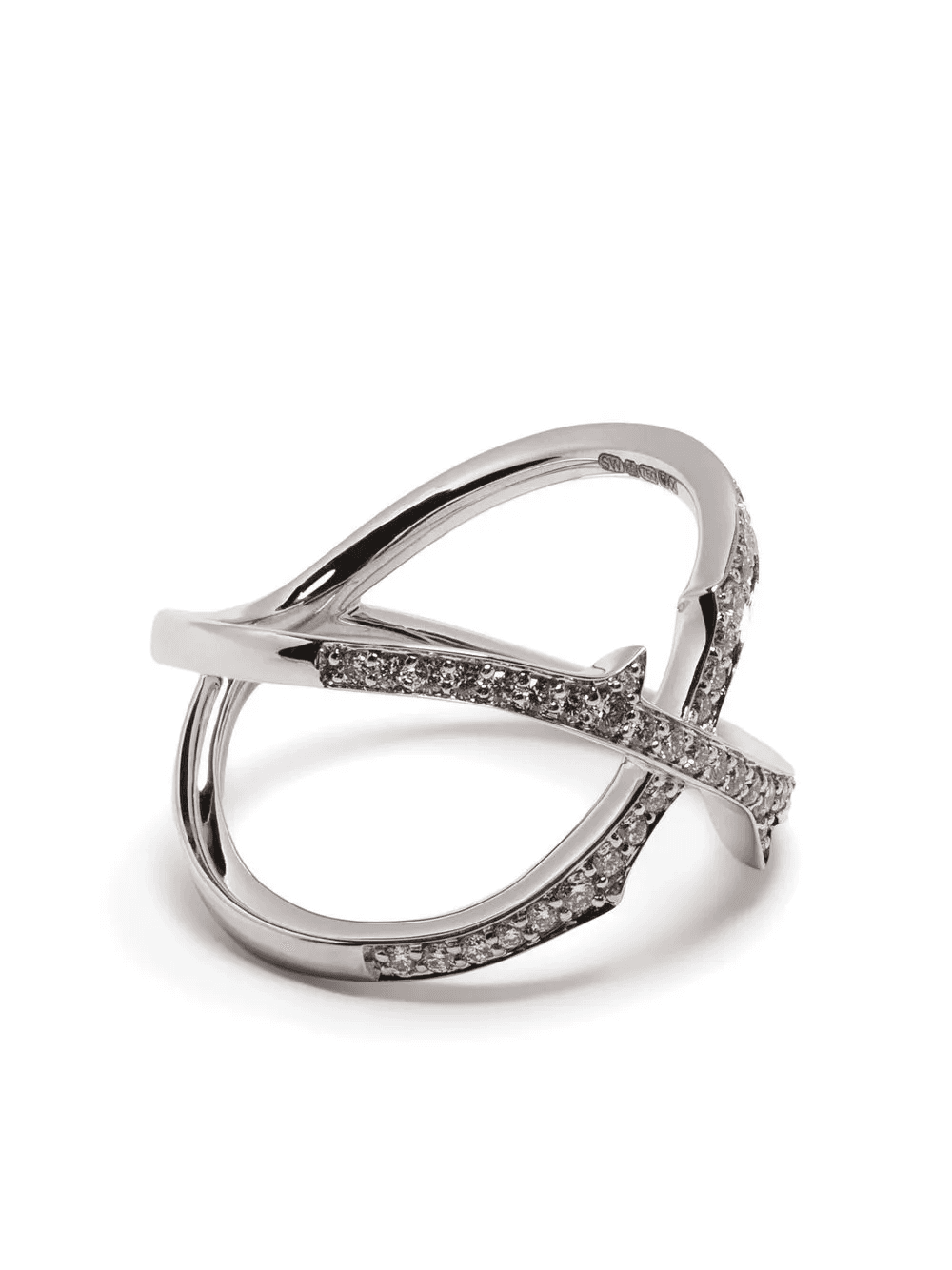 18kt white gold Stem Crossover diamond ring - Image 1