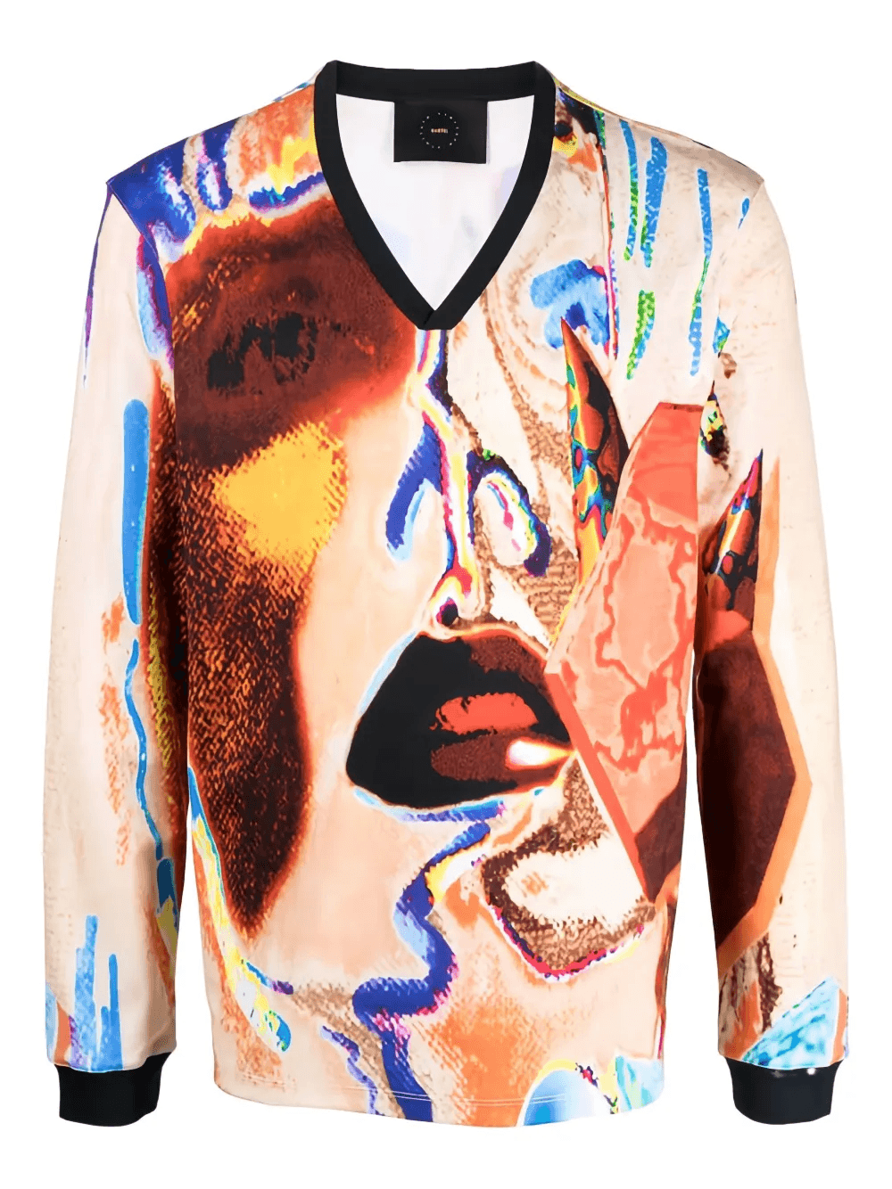 abstract-face print wool sweater - Image 1