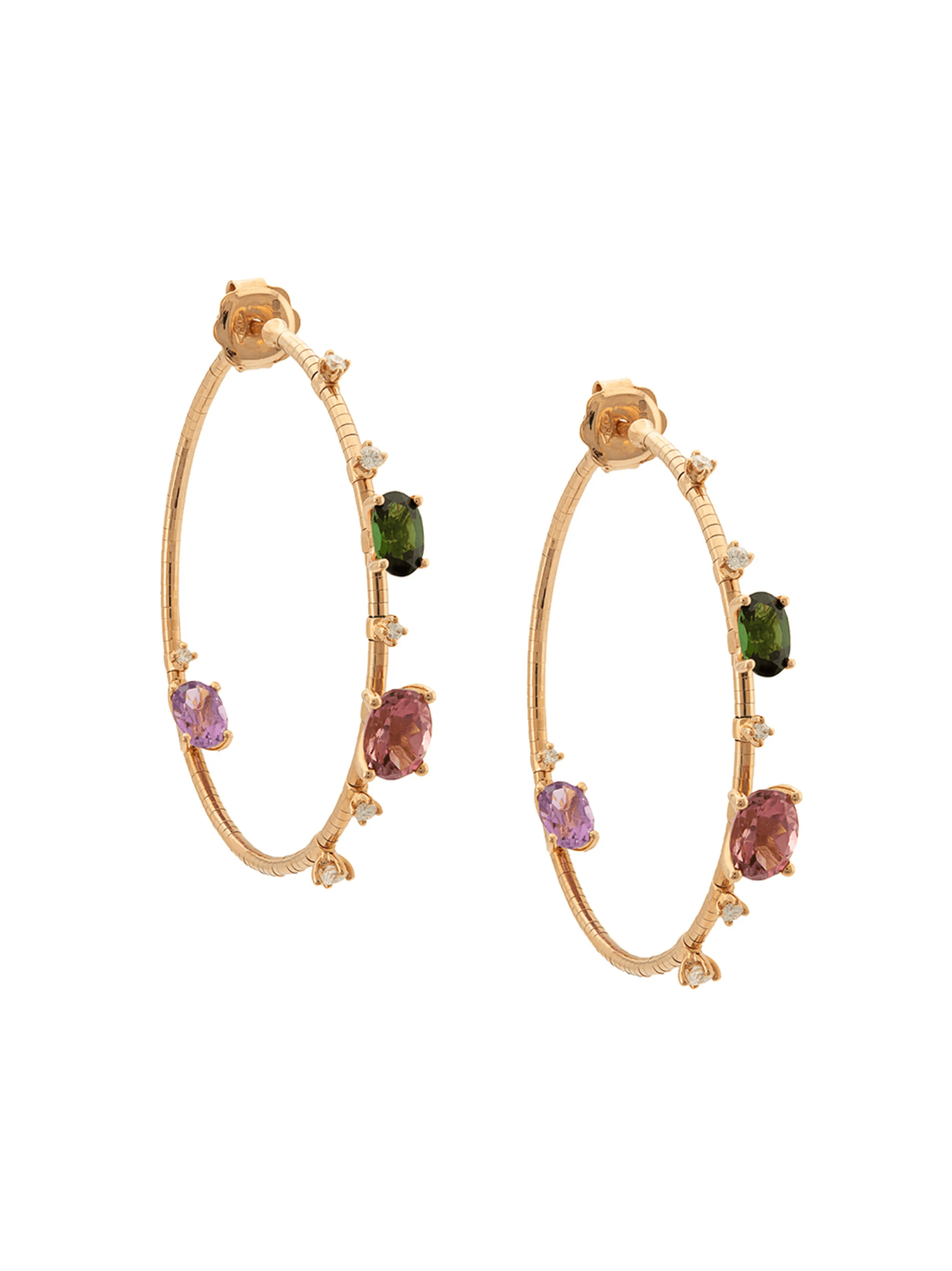 18kt rose gold Rugiada collection rainbow hoops - Image 1