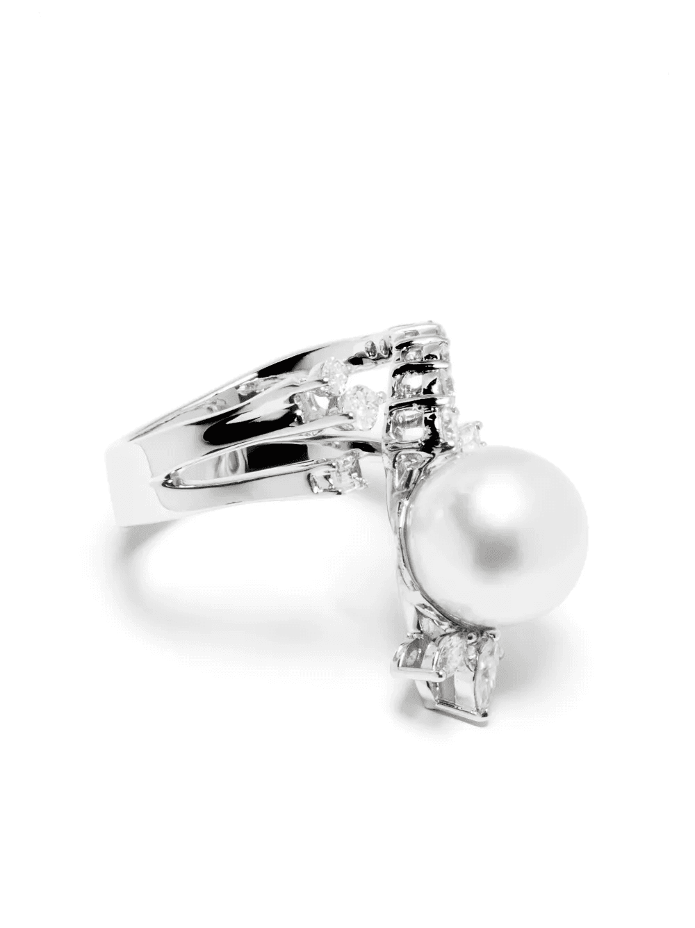 18kt white gold diamond and pearl ring - Image 1