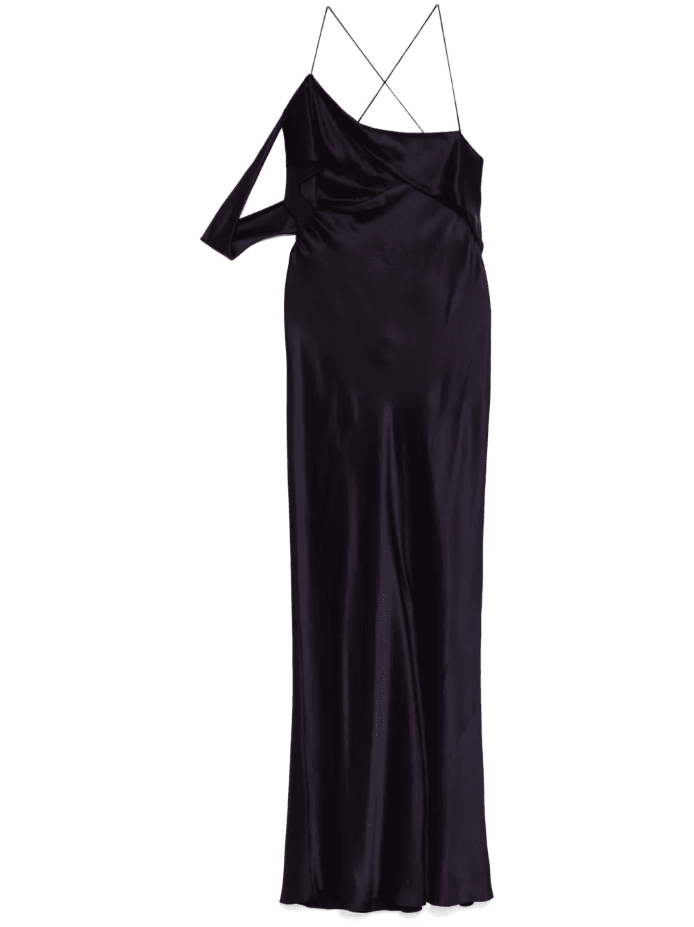 asymmetric design silk gown - Image 1