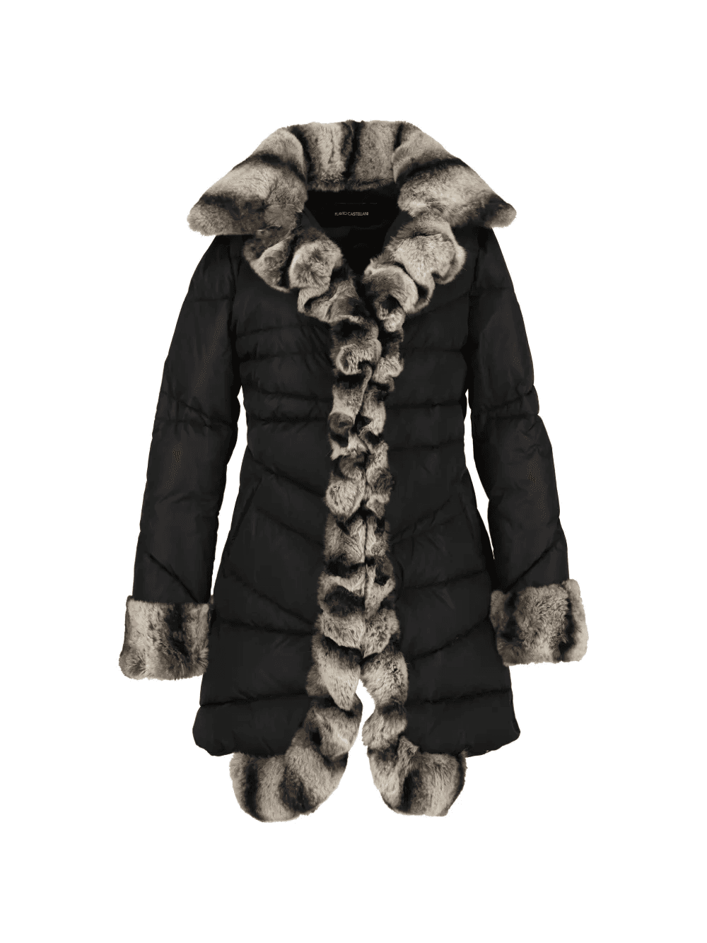 matte faux-fur trim padded coat - Image 1