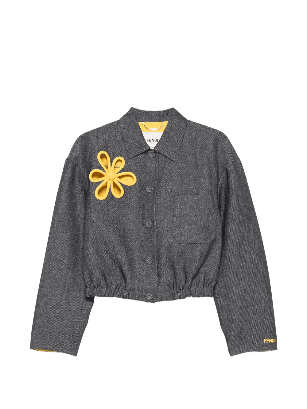 flower-appliqué cropped jacket - Image 1