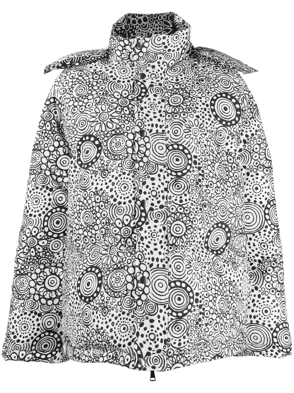 abstract-print hooded puffer jacket