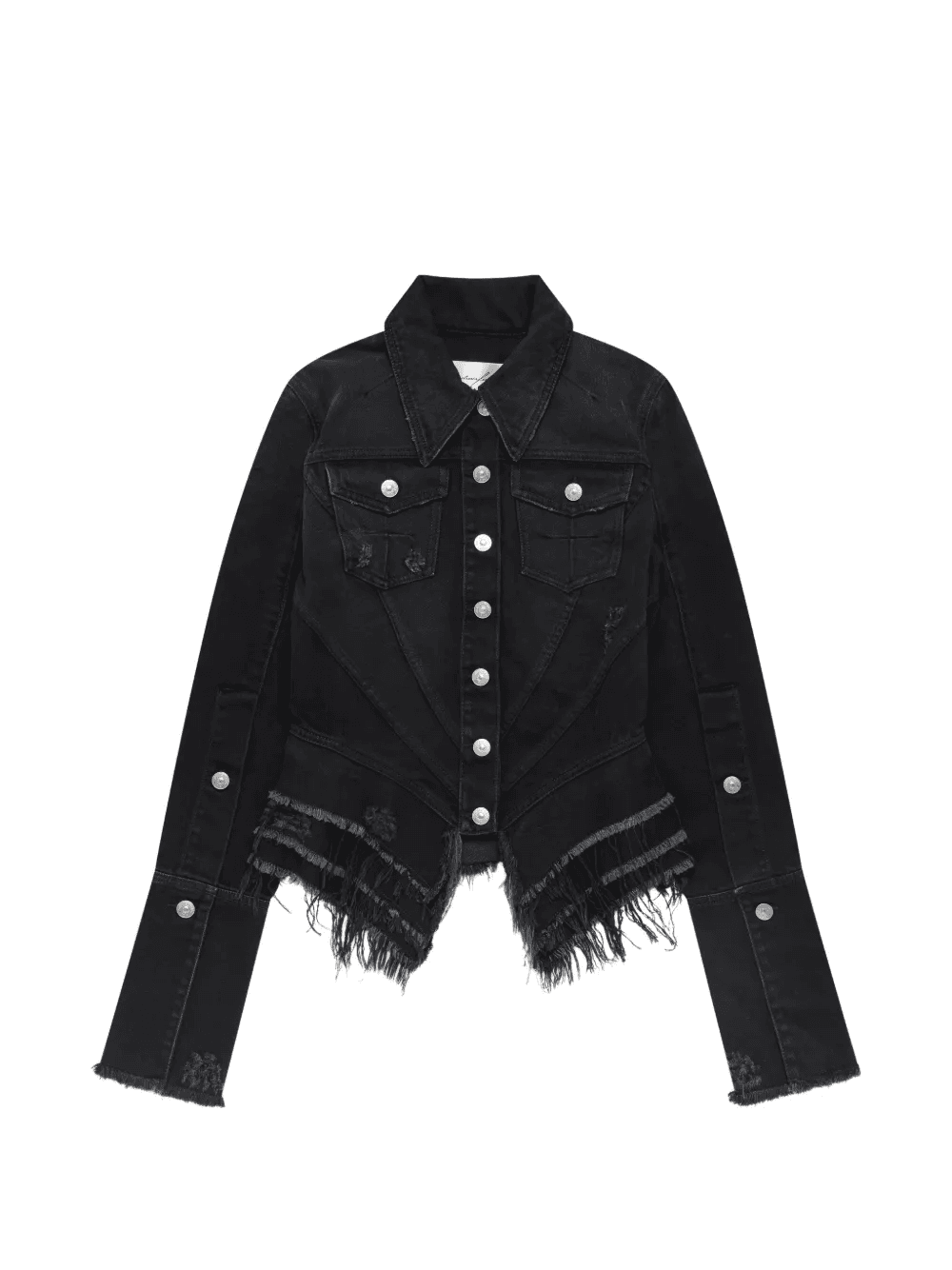 frayed-edge distressed denim jacket - Image 1