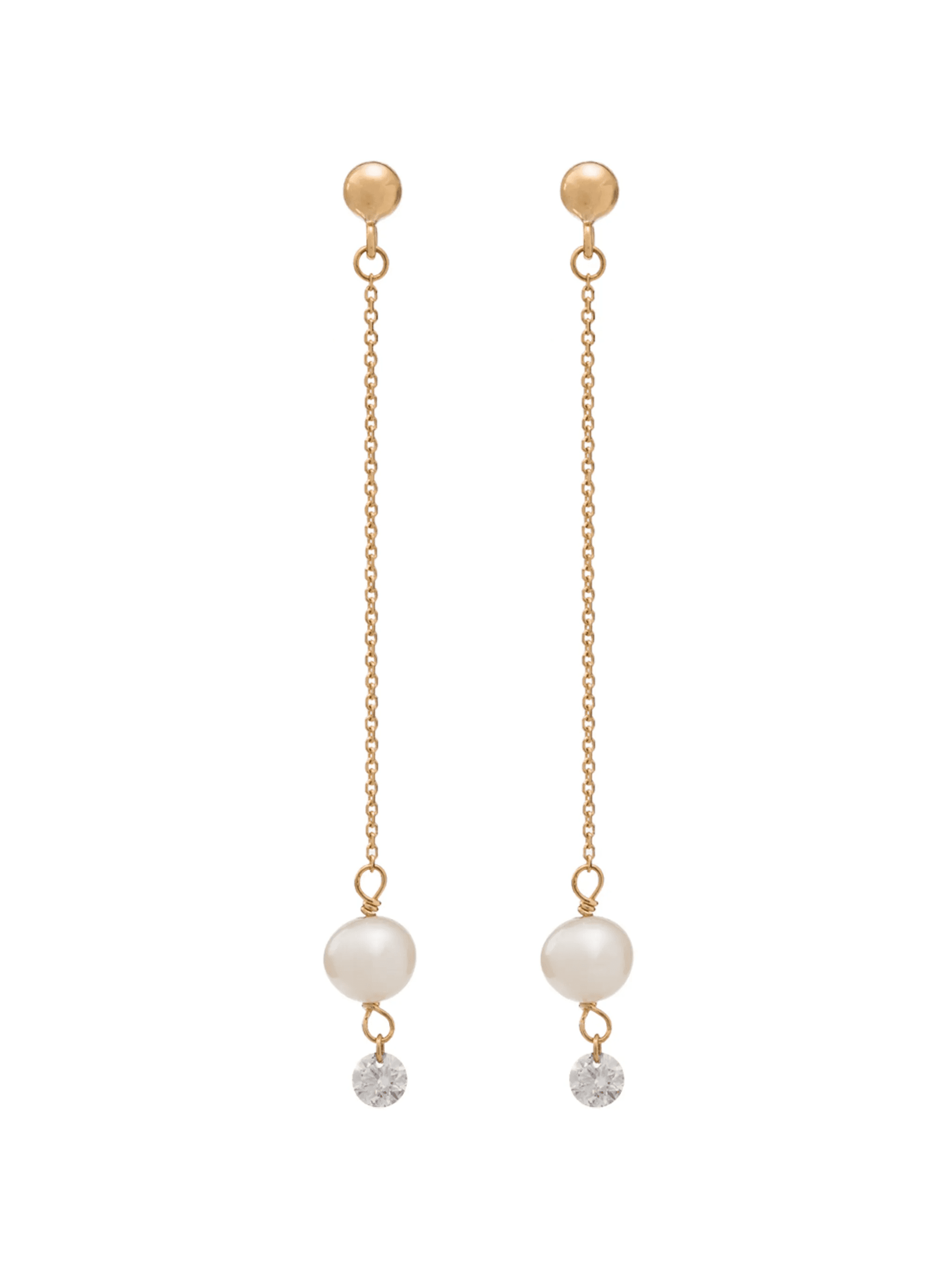 18kt yellow gold Perlée chain drop earrings - Image 1