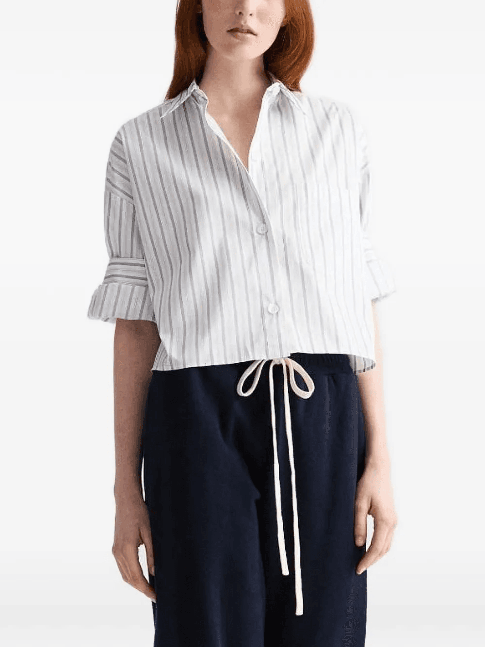 striped-cropped shirt - Image 1