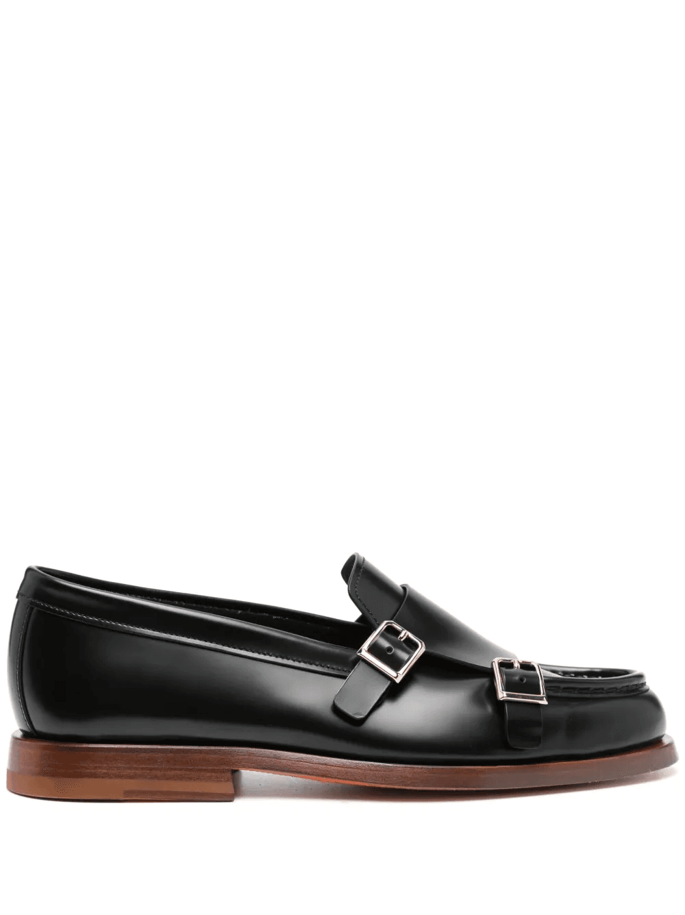 double-buckle leather loafers - Image 1