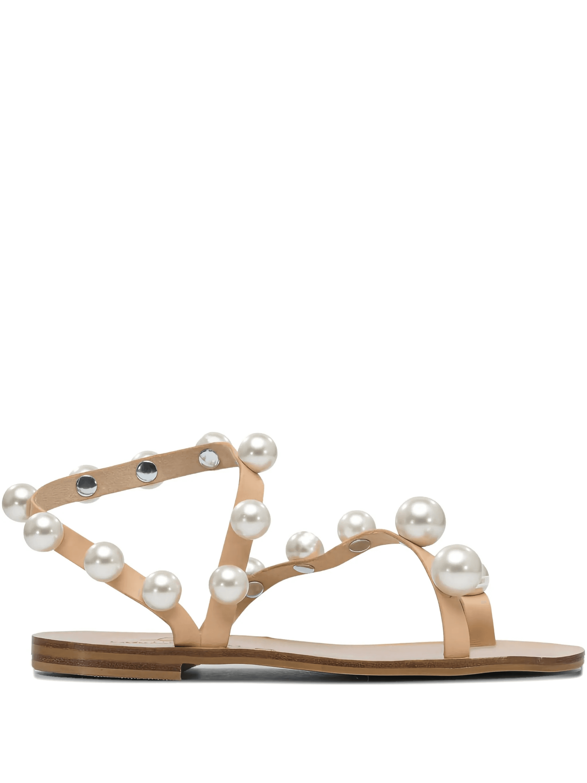 pearl-embellished leather sandals - Image 1