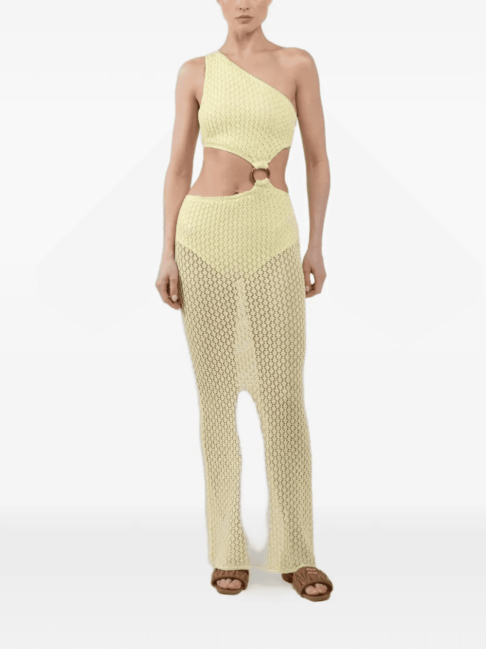 one-shoulder ring-detail midi dress - Image 1