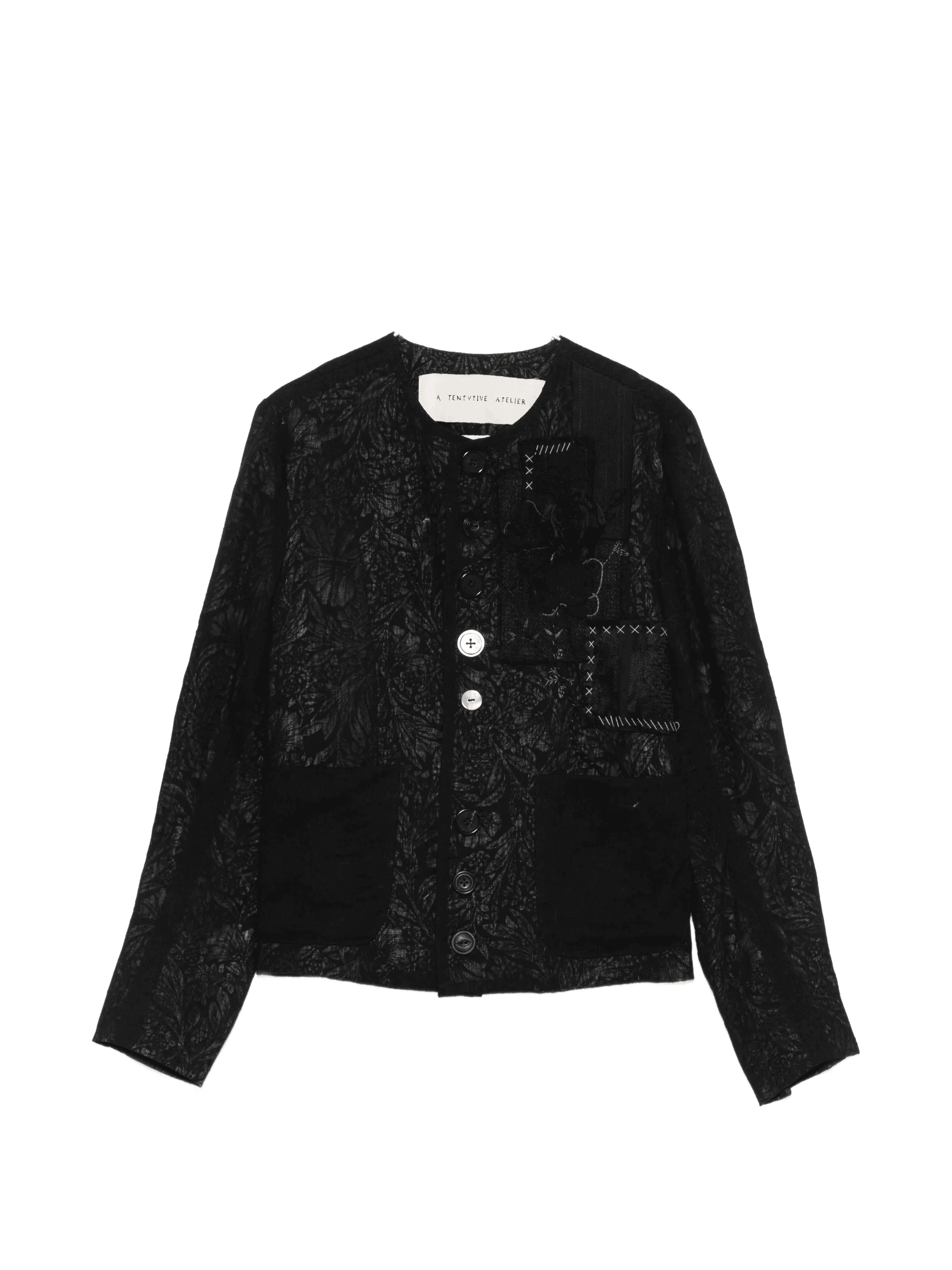 floral-jacquard patch-detail jacket - Image 1